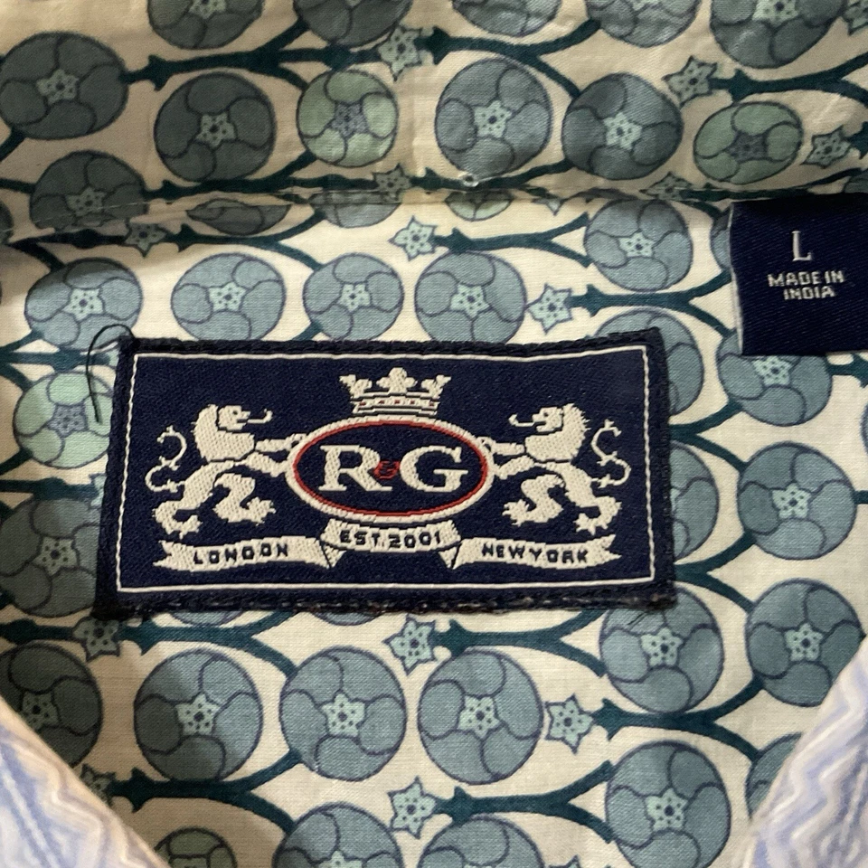 Camisa Robert Graham Talla Grande Azul Abstracto Rayas L/S Algodón Usada en Excelente Condición De Colección Foto 3 de 4