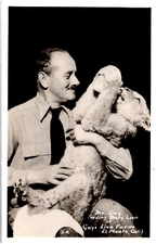Mr. Gay Feeding Baby Lion at Gay's Lion Farm El Monte California RPPC Postcard