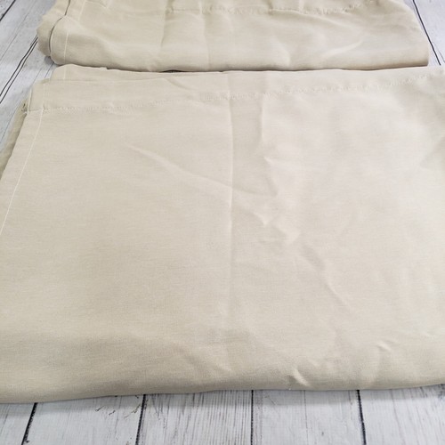 2 Panels Blackout Curtains 52”wide x 84” Long Natural Beige Cream Tan Tab Top - Picture 4 of 6