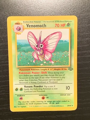 Venomoth 29/64 Non-Holo Base Set Pokemon Card [RARE] + Plastic Sleeve ...