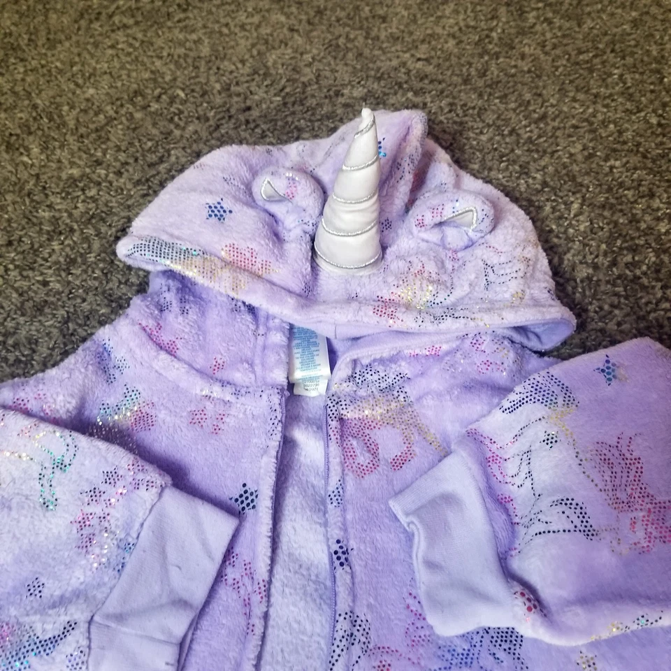 The Children's Place Girls One-Piece Zip Unicorn Hooded Pajamas Size Lg 10-12 - Image 2 of 4