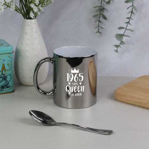 White Engraved Coffee Mug, "1965 This Queen was Born" Design, 60th Birthday Gift - Picture 12 of 20