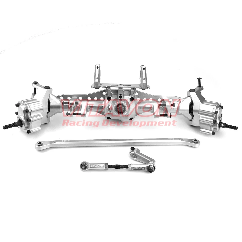 Vitavon CNC  Rear Steering Portal Axle Housing With Internals for SCX6 Silver - Image 3 of 4