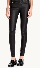 NWT Polo Ralph Lauren Stretch 100 Leather Skinny Pant in Black Sz 6- 998