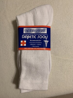 Dr. Sol Diabetic Socks 2-Pair White (Size 10-13)