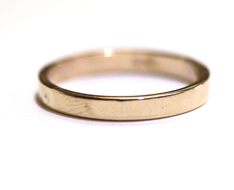14k yellow gold Flat Wedding band 3.1g 3mm size 11 mens womens estate vintage