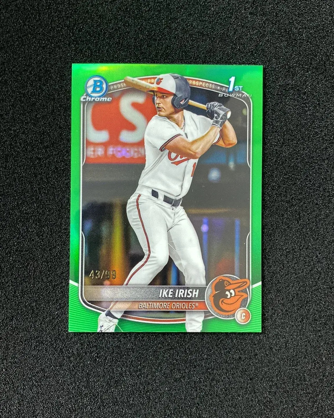 2025 Bowman Draft Chrome Green Ike Irish 1st 43/99 Baltimore Orioles QI95