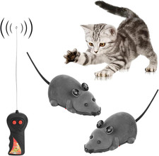 Juguete raton electronico para gatos control remoto divertido gris