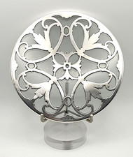 Atemberaubender antiker Docker & Burn Ltd gro&szlig;er Untersetzer Sterlingsilber & Glas - 1924
