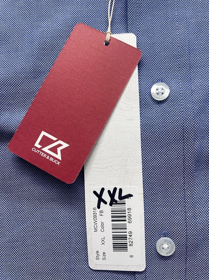Cutter & Buck Shirt Mens XXL Blue Button Down Long Sleeve NEW - Image 3 of 4