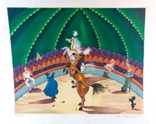 Mady DE LA GIRAUDIERE La répétition au Cirque Lithographie Couleur XXe numérotée