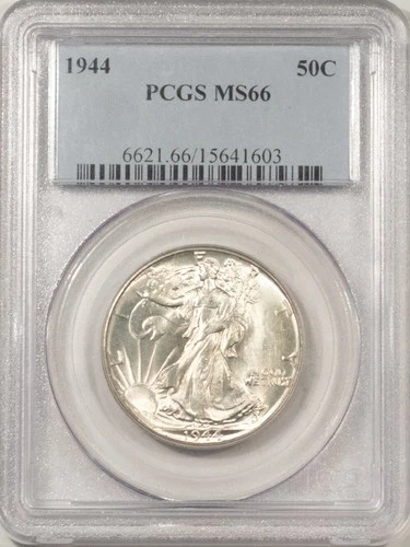 1944 WALKING LIBERTY HALF DOLLAR - PCGS MS-66, FRESH LUSTER!