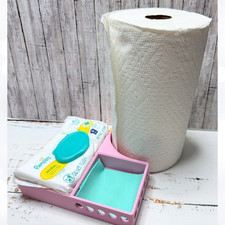 Crafty CLEAN-UP Station Paper Towel Baby Wipes Organizer Holder 3D Printed PINK
