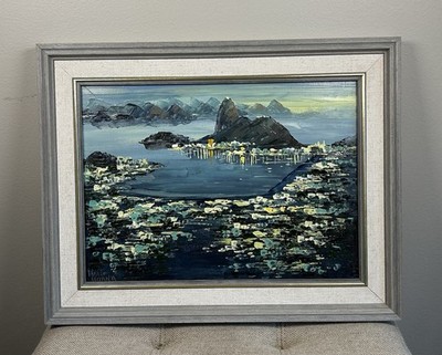 Original Pablo Matania Painting Oil on Canvas 9x12.5  Baia di Rio Rio de Janeiro