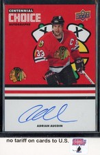 2025-26 UD Chicago Blackhawks Centennial Choice Signatures #CSAA Adrian Aucoin