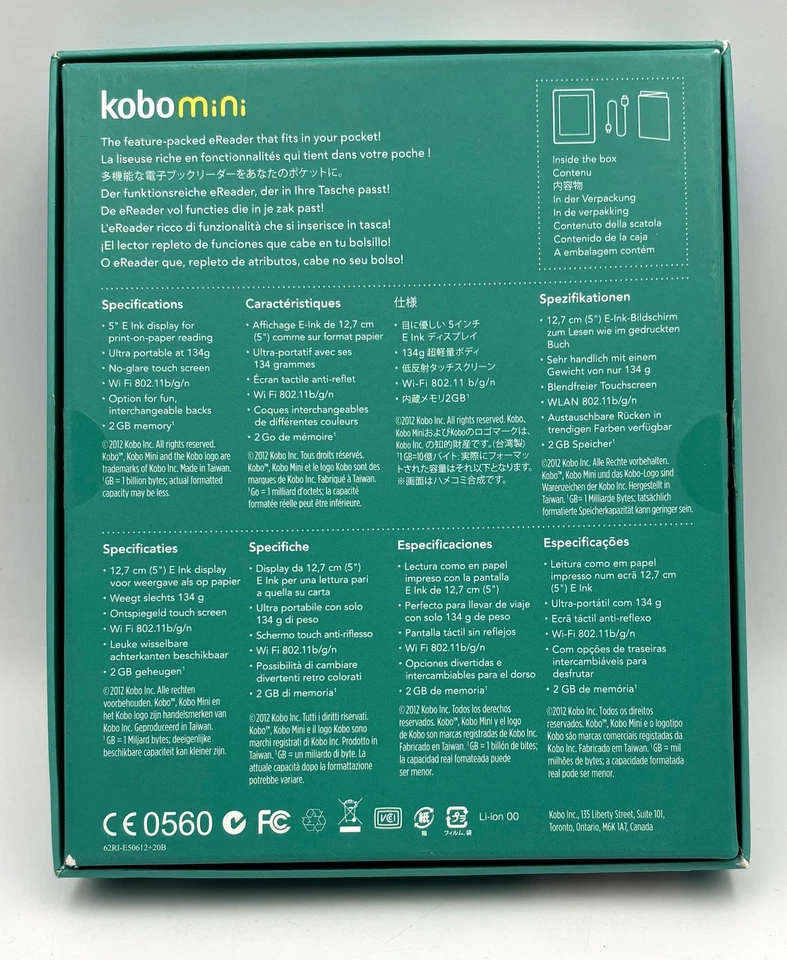 Kobo Mini eBook Reader E Ink Display Wi-Fi White 2GB Storage in Box - Working - Image 2 of 4