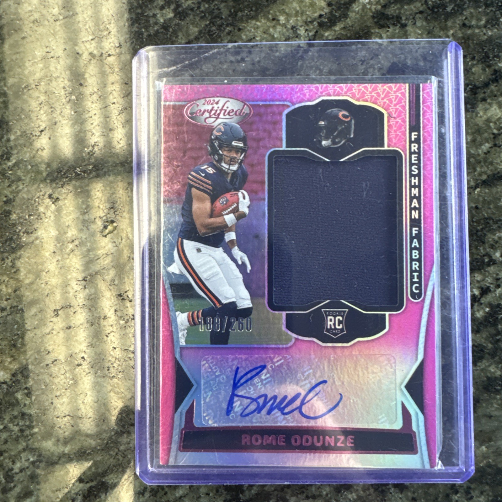 2024 Certified-Freshman Fabric Mirror Signatures Rome Odunze #FMS-ROE Pink /260