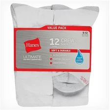 Hanes Ultimate Men's Crew Socks, 12-Pairs