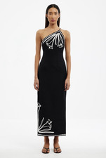 Orlah Black/White One-Shoulder Embroidered Fl...