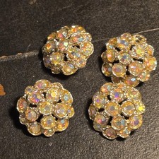 VINTAGE BUTTONS Rhinestone Cluster Aurora Borealis  Foil Backed Matched Sets