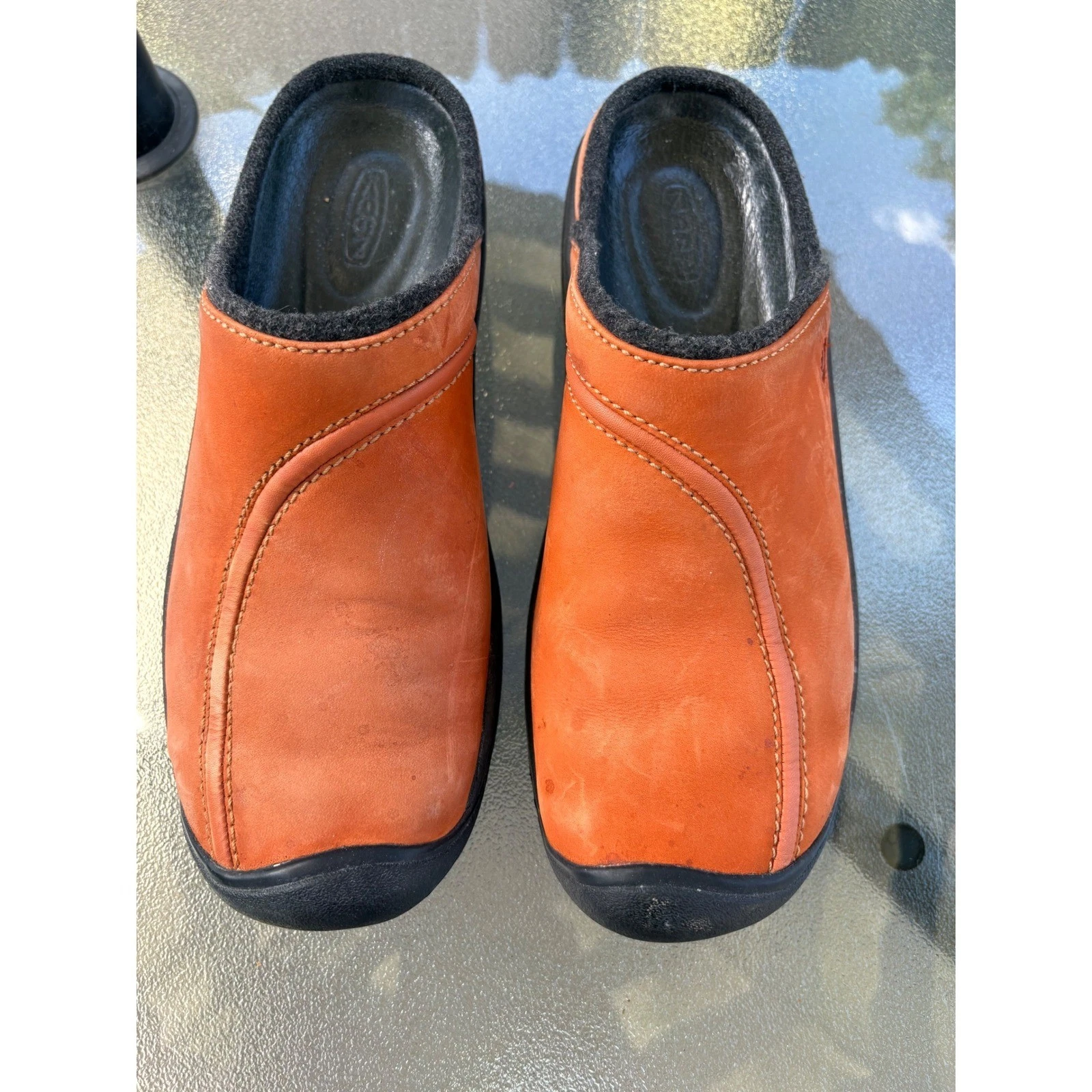 Keen Presidio Orange Leather Mules Clogs Slip On Shoes Womens 8 EU 38.5