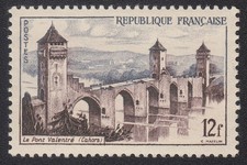 Pont Valentré à Cahors Timbre France 1955 12 francs n°1039 Y&T neuf