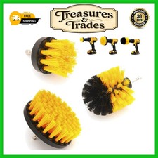 Powerful Electric Drill Brushes Cleaning Kit 3 Pcs Yellow Scrubber Set