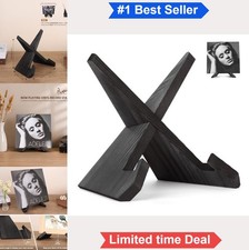 Vinyl Record Stand Wooden Display Holder Black X-Shape Now Playing Tabletop