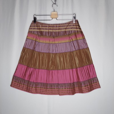 Walter Baker Skirt 8 Brown Pink Purple Shiny Stripe Mini Lined Fairycore Whimsy