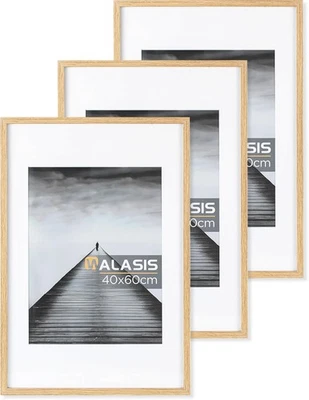 Bilderrahmen 40x60 Holz mit Passepartout 3er Set 60x40 Foto Rahmen für Poster... - Bild 1 von 4