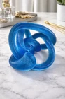 Vintage Murano Art Glass Blue Twisted Rope Knot Ribbed Sculpture Paperweight