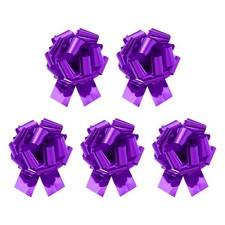 5Pcs 8 Inch Metallic Large Big Pull Bow Gift Wrapping Bows Ribbon Purple