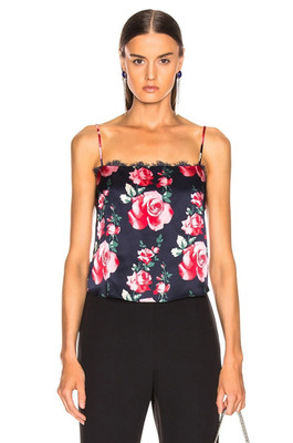 Fleur Du Mal Silk Lace Cami Top Vintage Floral Rose Womens XS