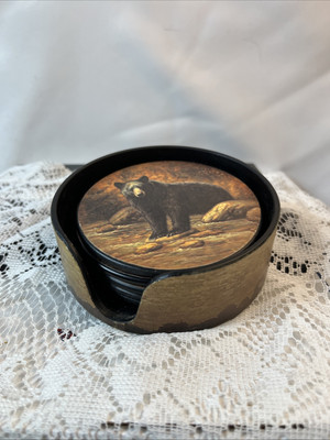 VTG Black Bear Crossing River Coaster Set
