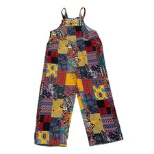 Boho Colorful Patchwork Bib Overalls Size S