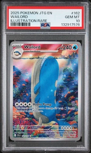 2025 POKEMON JTG EN-JOURNEY TOGETHER ILLUSTRATION RARE #162 WAILORD PSA 10