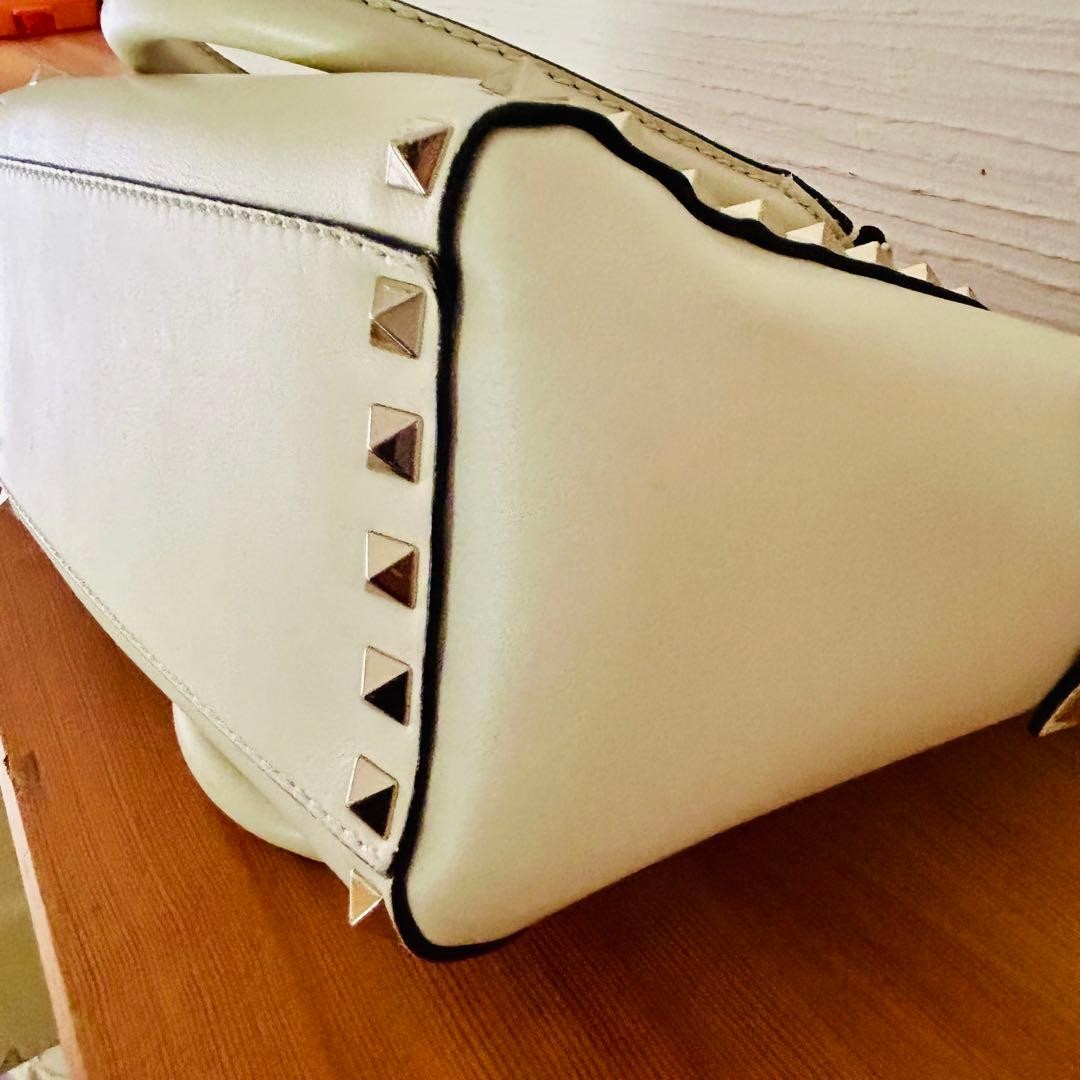 Valentino Garavani Rockstud 2Way Leather Shoulder Bag White, Pre-owned Japan thumbnail 16