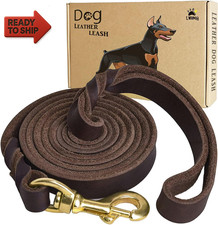 Leather Dog Leash - 6Ft X 1 Inch, Heavy Duty, Braided, Comfortable for La