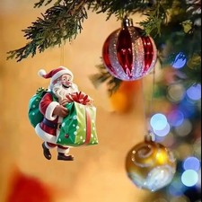 Merry Christmas Santa with Gift Ornament Xmas Tree Hanging Decoration Pendant