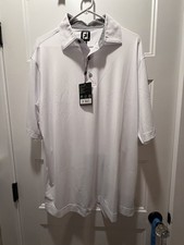 FootJoy Polo Shirt Mens Large White Golf Performance Stretch Logo Short Sleeve
