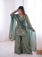 Pakistani Eid Dress Salwar Kameez Indian Bollywood Party Wear Top Palazzo Suit