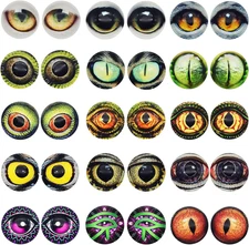 15MM 40PCS Owl Snake Lizard Animal Eyes Glass Cabochon for Clay Doll Making Scul