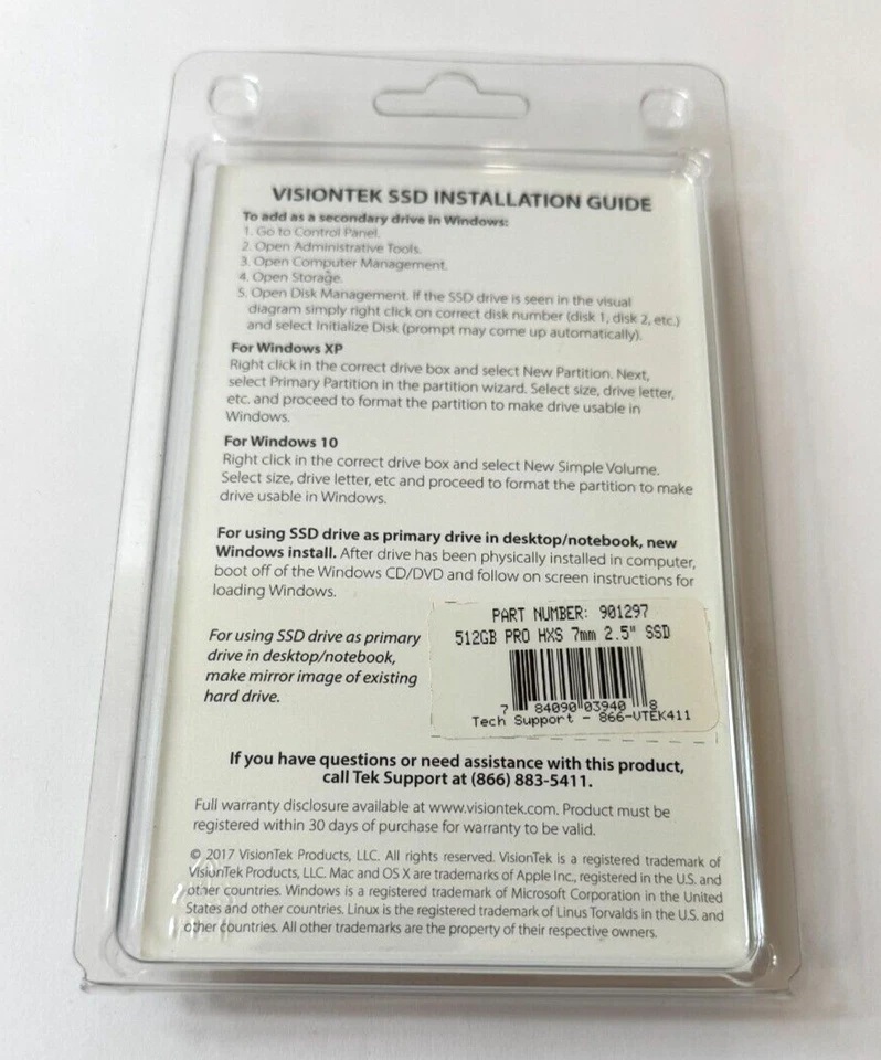 Brand New VisionTek 512GB Pro HXS 6Gb/s SATA 3 7mm 2.5" SSD - 901297 - Image 2 of 3