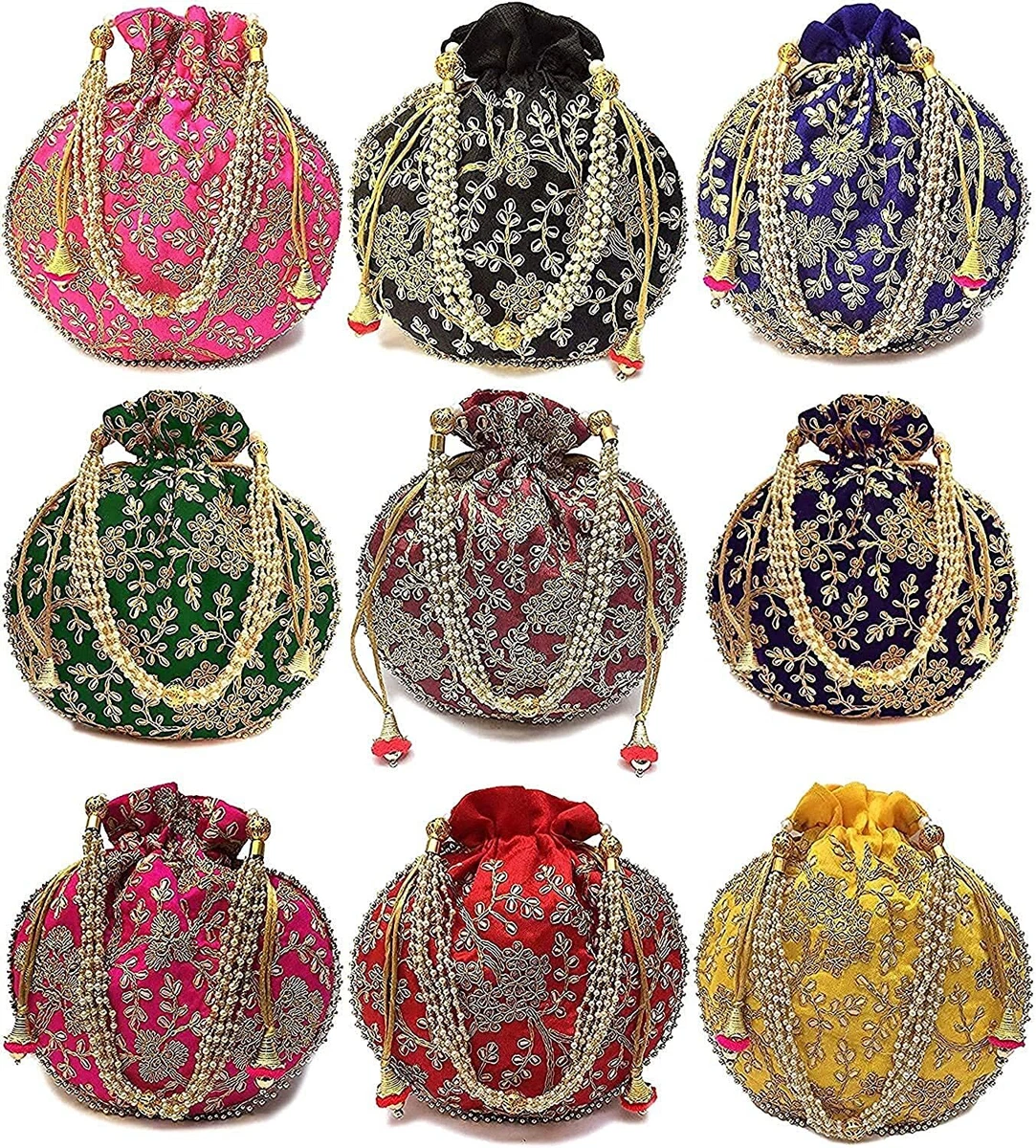 Buy Peora Potli Bags Evening Bags Ethnic Bride Purse with Drawstring Maroon  - P61M online