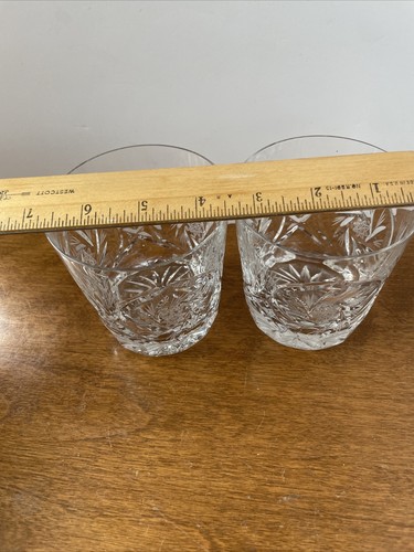 2 American Brilliant ABP CRYSTAL Tumblers Lowball 6oz Wheel Fan - Picture 11 of 17