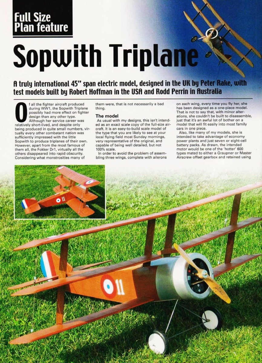 Model Airplane Plans (RC): Sopwith Triplane 45
