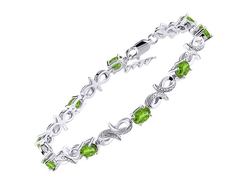 RYLOS Tennis Bracelet 6x4mm Birthstone Gemstones & Diamonds Sterling Silver 7-8" - Picture 20 of 28
