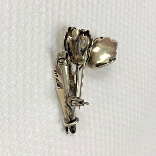Taxco Damaso Gallegos Mexico Sterling Silver Flower Brooch Pin Vintage 1.5" - Picture 7 of 8