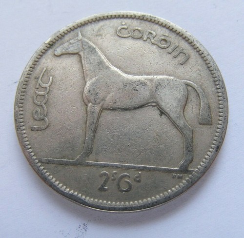 1951 Irish Half Crown Coin Old Ireland 1/2c First Year Of Type