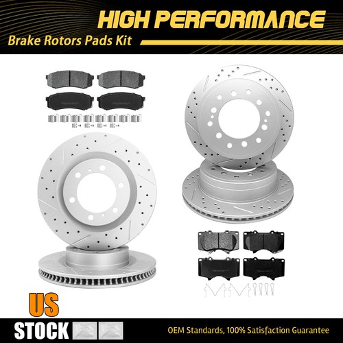 AutoShack 12.28" (312 Mm) Rear Vented Drilled & Slotted Brake Rotors E-Coated Calipers | Replacement For 2003-2009 Lexus GX470 2001-2007 Toyota Sequoia | 4-PC Brake Kit | ShadowGuard - Foto 10